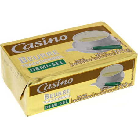 CASINO Beurre traditionnel demi-sel - 250g CASINO Beurre traditionnel demi-sel - 250g